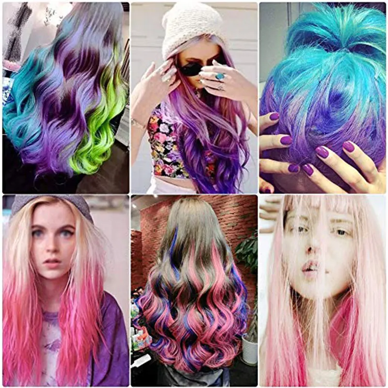 Hair Chalk Comb 6Pcs Set Mini Disposable Personal Salon Use Hair Dye wax Comb Professional Crayons Hair Color Chalk Hair Dyeing