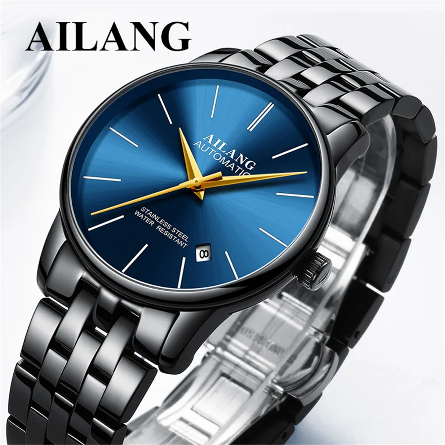 

Ultra-thin Black blue dial Watch Men 30M Waterproof Automatic Mechanical Mens Watches Luxury Relogio Masculino Steel Watches