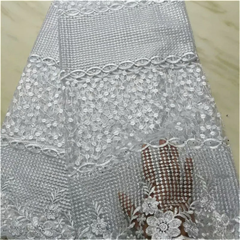 

White African Laces Fabric Embroidered Nigerian French Lace Fabric High Quality 2019 African French Net Lace Fabric