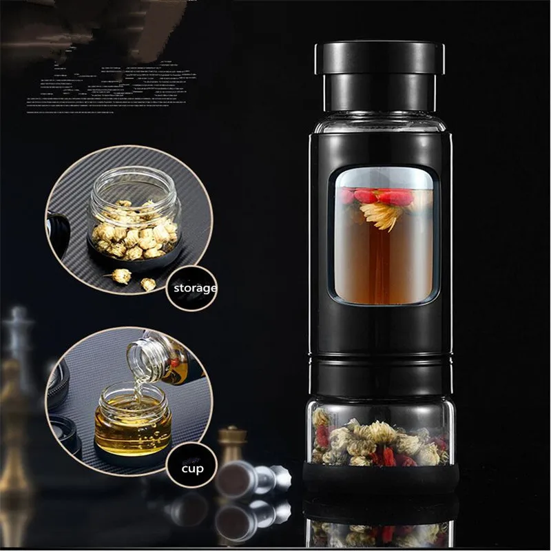 Glass Water Bottle Camping Sporting Water Bottle 430ML -30 to 150 Degrees Drink Bottle 22cm Knight Magic Bottle.