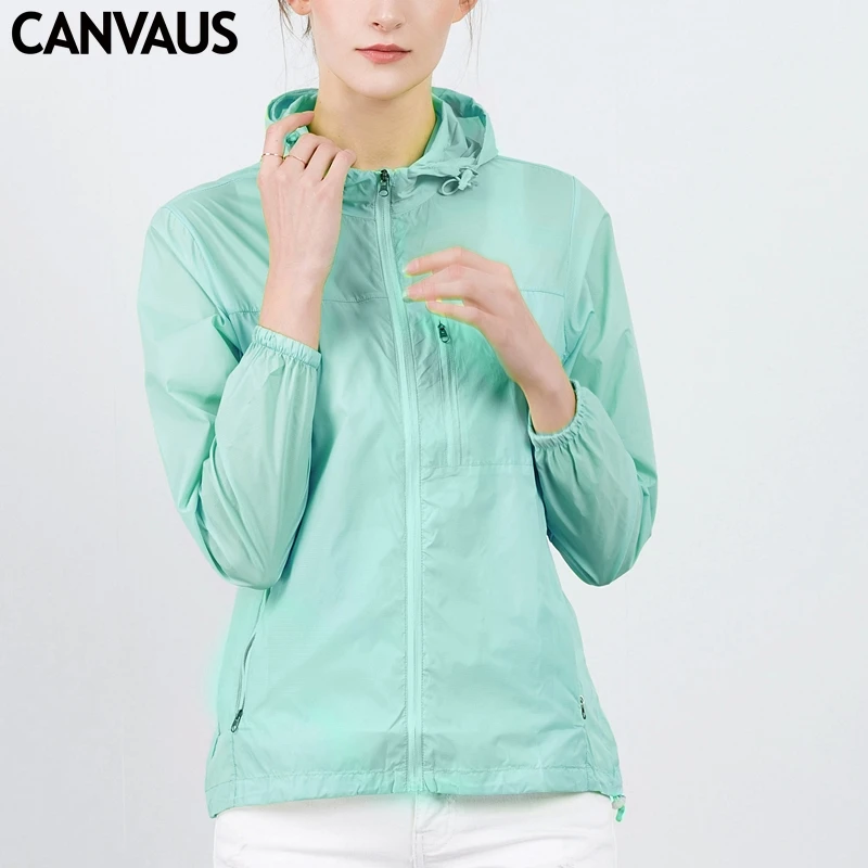 CANVAUS Women Summer Solid Ultra Thin Zipper Long Sleeve Sun proof