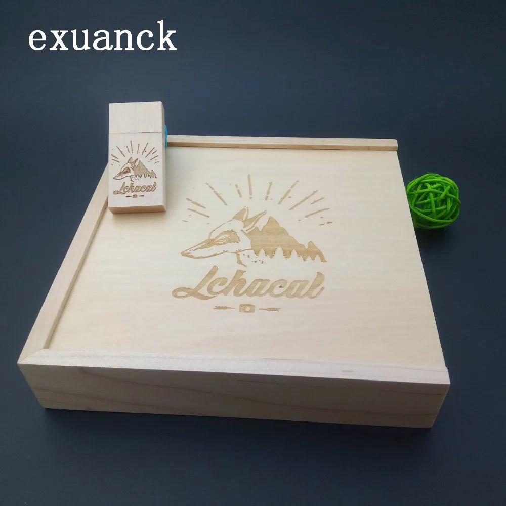 Exuanck деревянный фотоальбом коробка USB 2,0 флешки DIY гравированный логотип свадебный подарок Memory Stick 4-32 ГБ(размер коробки 170*170*35 мм