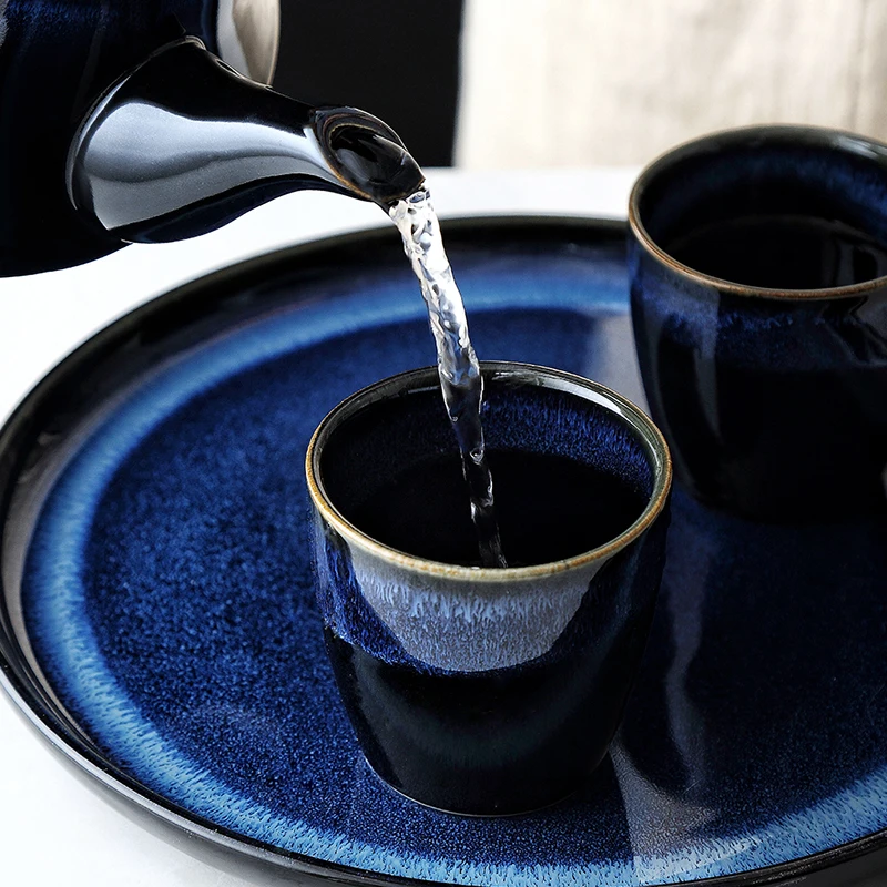 Голубой кошачий глаз дизайн чайный горшок Китайская традиционная керамическая чайная чашка послеобеденный чай посуда набор домашний декор чайная посуда