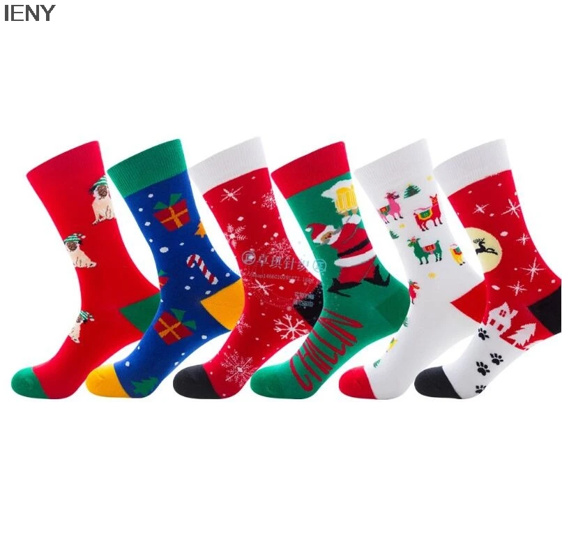 

IENY Street skateboard socks combed cotton men's socks Christmas men's and women's socks Happy kawaii Christmas Gift
