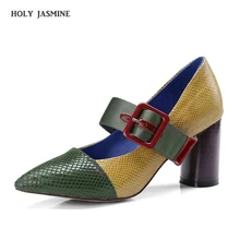 2019 Spring New Brand high heels Mary Janes women pumps Fashion pointed toe metal buckle wedding shoes Spring Summer shoes Woman цена 2019 Spring New Brand high heels Mary Janes women pumps Fashion pointed toe metal buckle wedding shoes Spring Summer shoes Woman цены онлайн