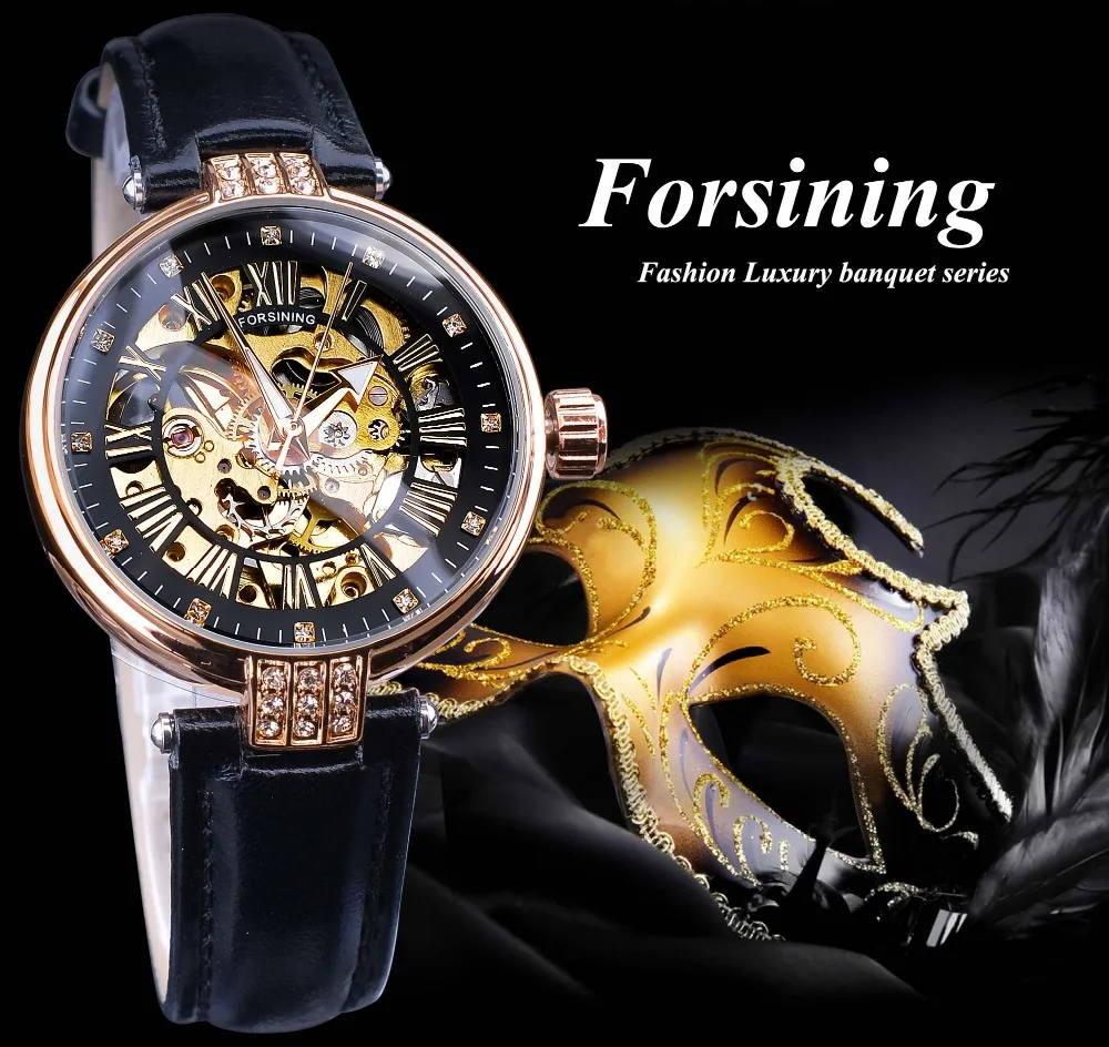 Forsining модные женские часы со стразами и скелетом дизайн водонепроницаемые -1_03
