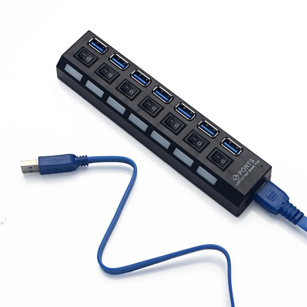 7 Порты USB3.0 HUB 3.0 Портативный супер Скорость multi USB разветвитель периферийных устройств Интимные аксессуары с соответствующими Мощность