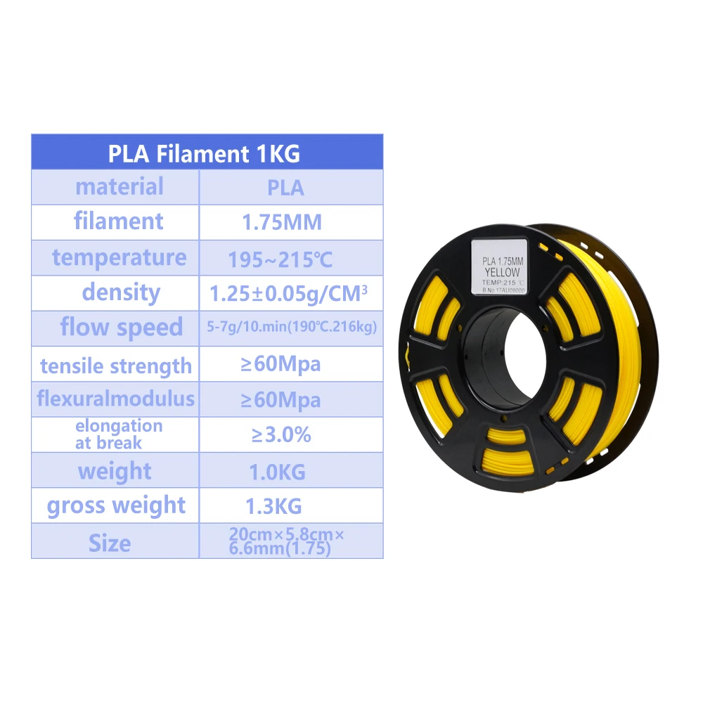 1,75 pla расходные материалы PLA 1,75 мм 1 кг/2.2lb накаливания материалы желтый Цвет Пластик нити для 3D-принтеры экструдер или 3d Ручка