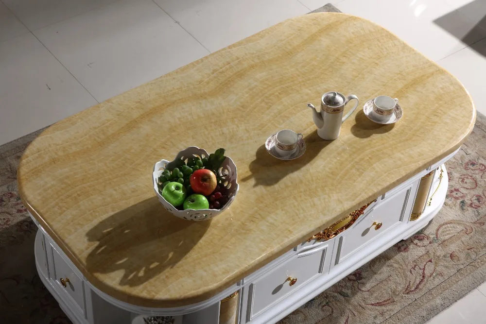 الأبيض خشبي غرفة المعيشة مجموعة طاولة القهوة + نهاية الجدول + حامل تلفاز + طاولة وحدة التحكم صنع في الصين الأثاث