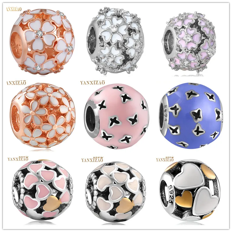 

hot 925 silver European cubic zirconia Charm Beads Fit Pandora Style Bracelet Pendant Necklace DIY Jewelry Originals