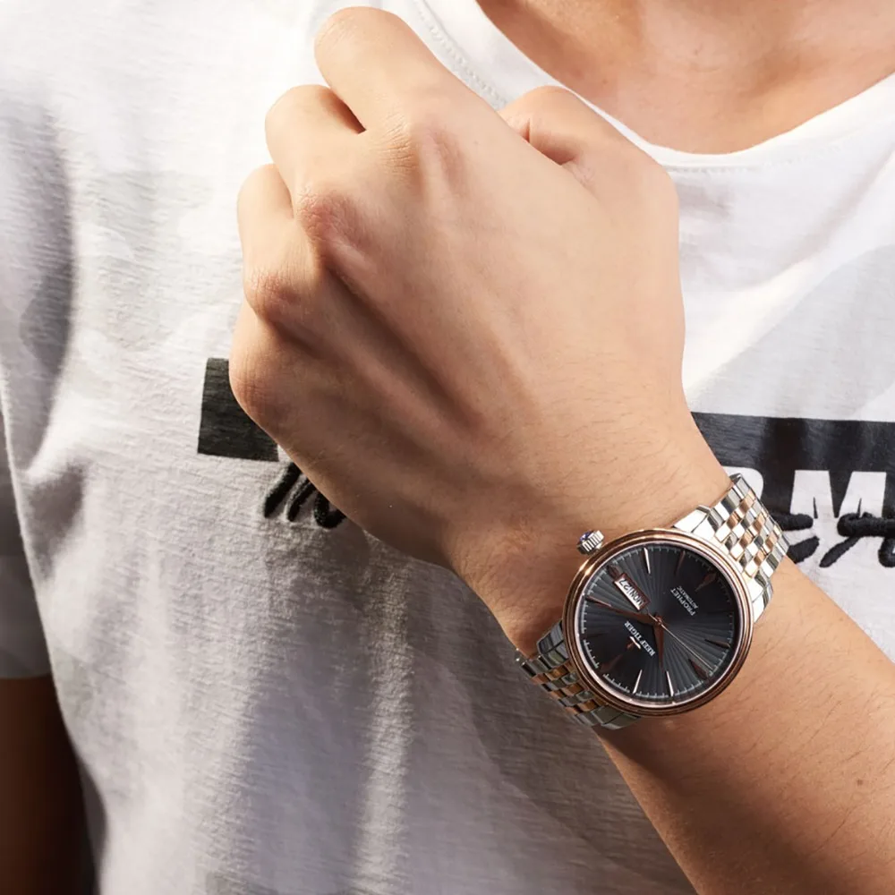 2020 New Reef Tiger Dress Watch Men Top Brand Luxury Automatic Watch Rose Gold Watch Date Day relog