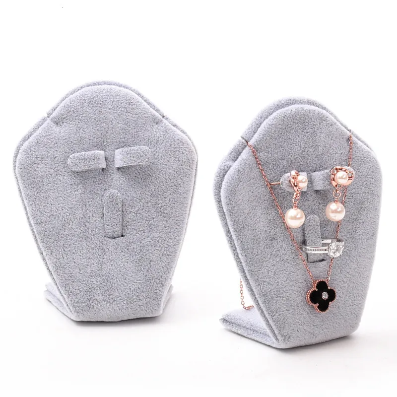 

New Fashion Velvet Jewelry Display Holder Ring, Earrings, Necklace Display Rack Gray Color Jewelry Display Holder
