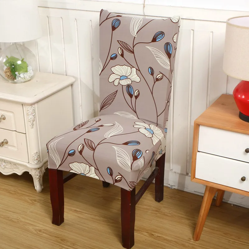 

1 Pc Spandex Elastic Floral Print Simple style Removable Chair Covers Stretch Dustproof Dining Wedding Banquet Party Seat Cover