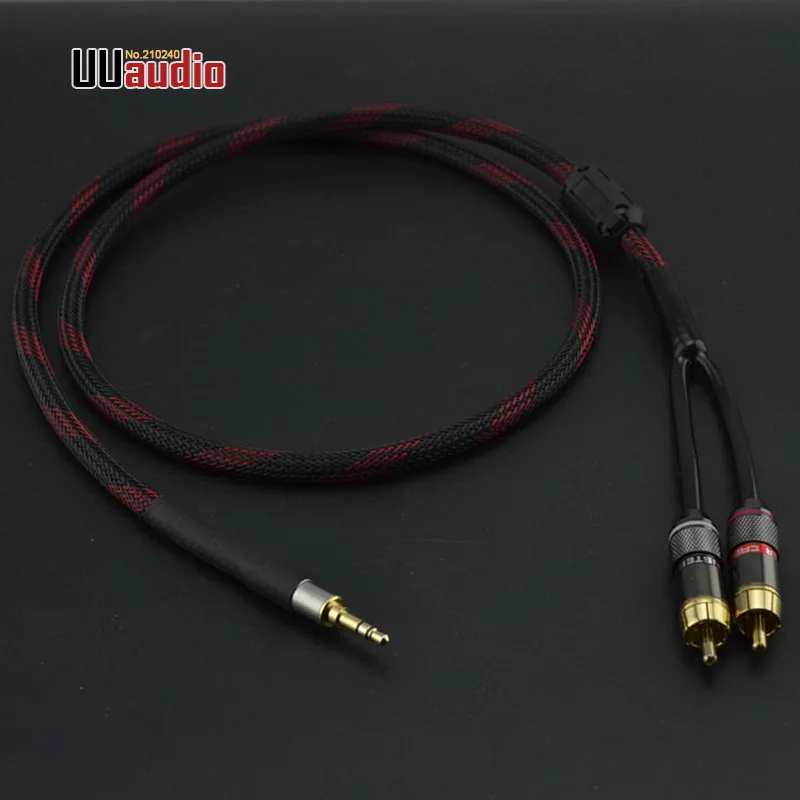 

Hot! HIFI 3.5mm to 2 RCA Audio Cable with mesh-grid for Mp3 AMP DAC