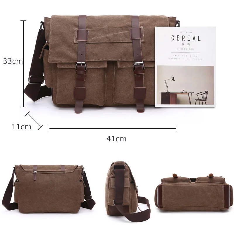  Scione Men Business Messenger Bags For Men Shoulder Bag Canvas Crossbody Pack Retro Casual Office T - 32921970947