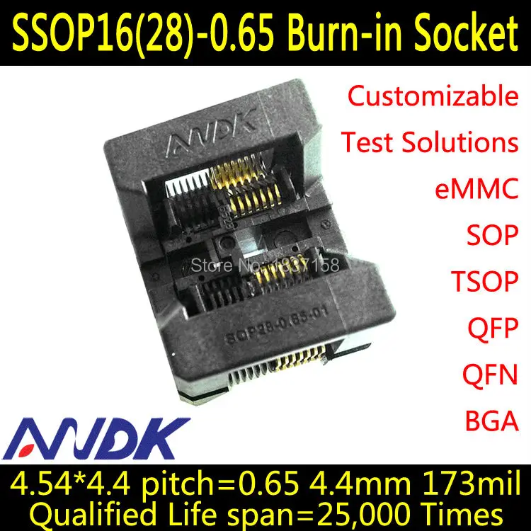 

4.4mm 173mil SSOP16 test socket SSOP16 socket SSOP16(28)-0.65-01 OTS16(28)-0.65-01