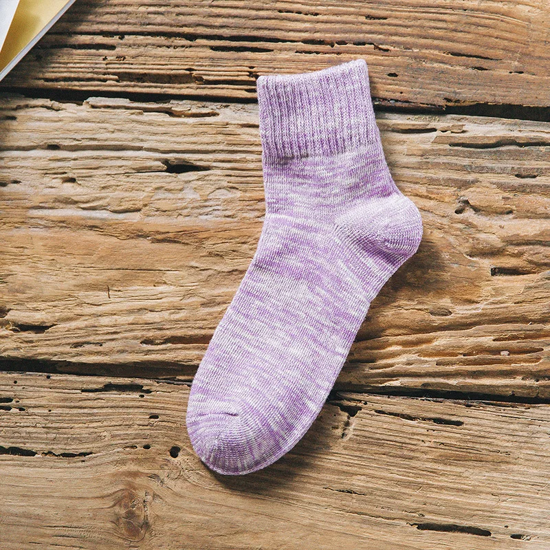 Женские носки в полоску в стиле ретро; толстые носки до щиколотки; бамбуковые одноцветные хлопковые носки для девочек; теплые длинные спортивные носки для студентов; женские