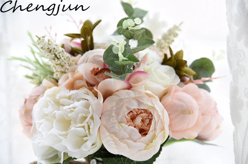 Chengjun стиль ручной работы Шелковый Цветочный Цветок Свадебные аксессуары Свадебный букет