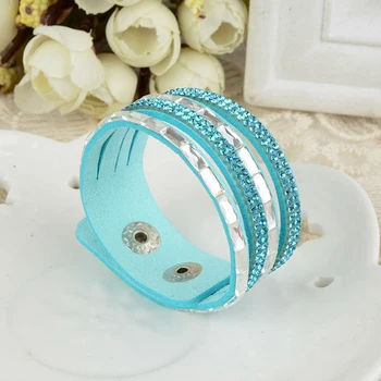 

1 pc/lot 2018 New Style Fashion Jewelry Rhinestone Wrap Crystal Bracelet&bangle Leather Bracelet For Women Party Free Shipping