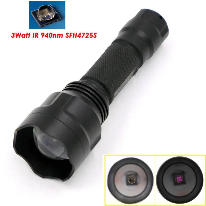 

IR 940nm 3watt SFH 4725S Black Series Night Vision OSRAM Infrared Zoomable Hunting LED Flashlight Torch