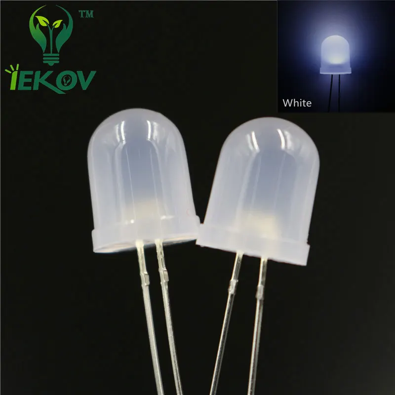 20 шт. LED 10 мм рассеянный светодиодный Белый круглый светодиод ультраяркие