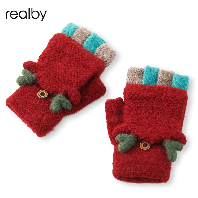 Realby Mittens For Children Exposed Gloves Winter Warm