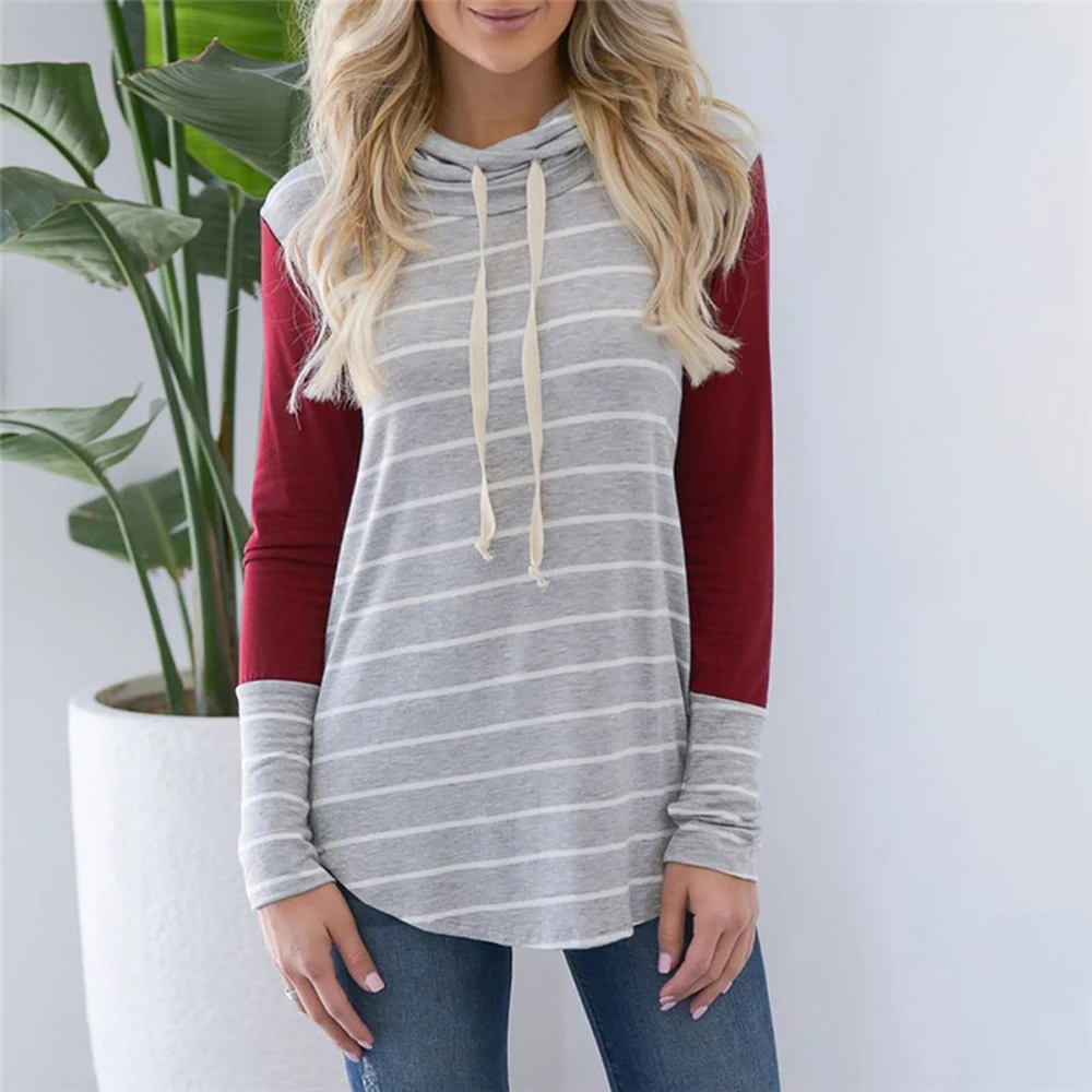 Pregnant Maternity Womens Nursing Clothes Stripe Long Sleeve Round Neck Breastfeeding Blouse Fashion Top Plus Size S-2XL