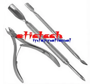 

by ems or dhl 50sets Stainless Steel Nail Cuticle Spoon Pusher Remover Cutter Nipper Clipper Cut Remover Cutter Trimmer