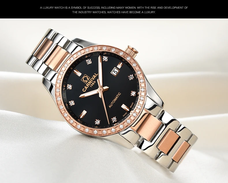 Carnival rhinestone dress women's hot automatic machinery brand fashion women's watch retro luminous sapphire watch clock