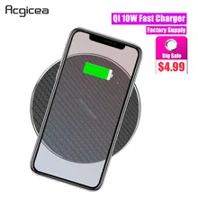 10 Вт Qi Беспроводное зарядное устройство для iPhone X/XS Max XR 8 Plus с металлическим краем быстрая Беспроводная зарядная подставка для samsung S8 S9 Plus S10+ Note 9 8