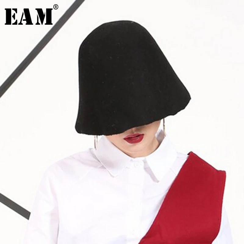 

[EAM] 2019 New Solid Color Personality Black Red Woolen Hat Cap Hat Female Korean Spring Women Fashion Tide AS16501