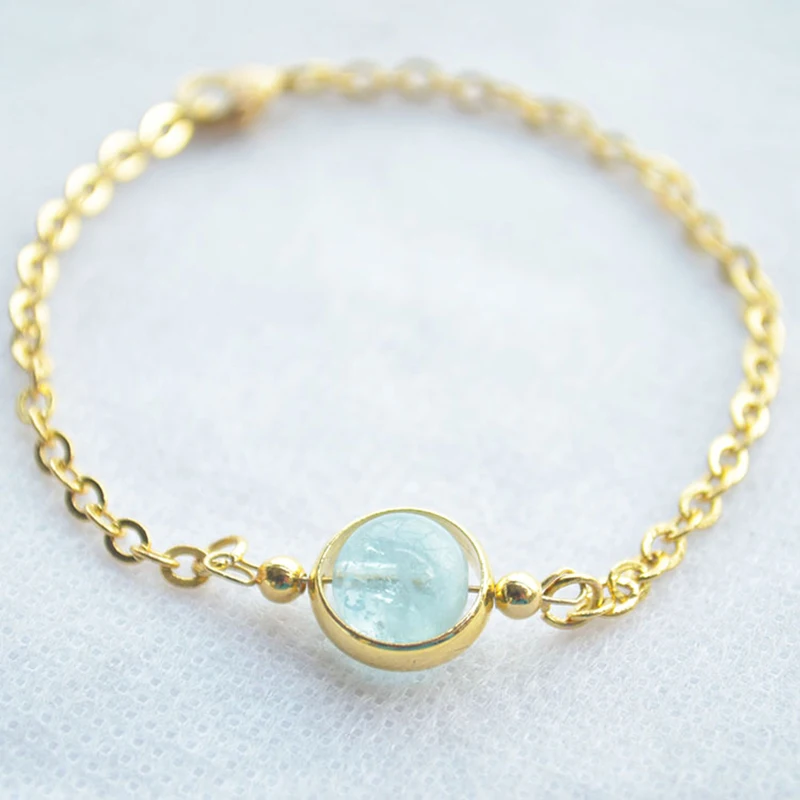 

Blue Sea Treas Natural Stone Birthstone Solitaire Gold Color Charm Bracelets For Women Jewelry Boho Bohemian & Bangles Wedding