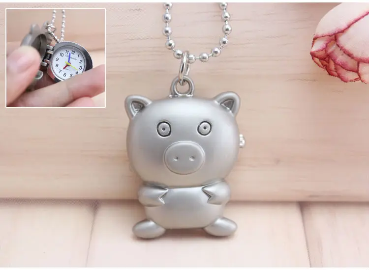 

Charming minni lady accessories pig watch key chain fashion jewelry Pocket Watch necklace pocket watch Drop shipping