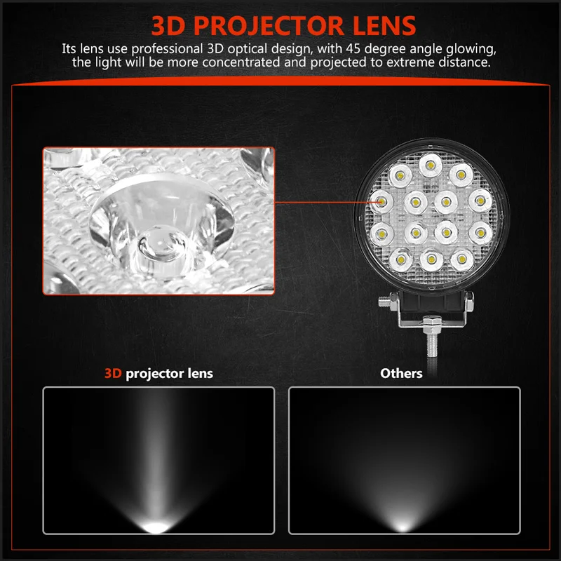 4 inch 42W 48W LED Work Light Offroad Car 4WD Truck Tractor Boat Trailer 4x4 ATV SUV 12 24V Spot Flood 4.2'' LED Driving Light