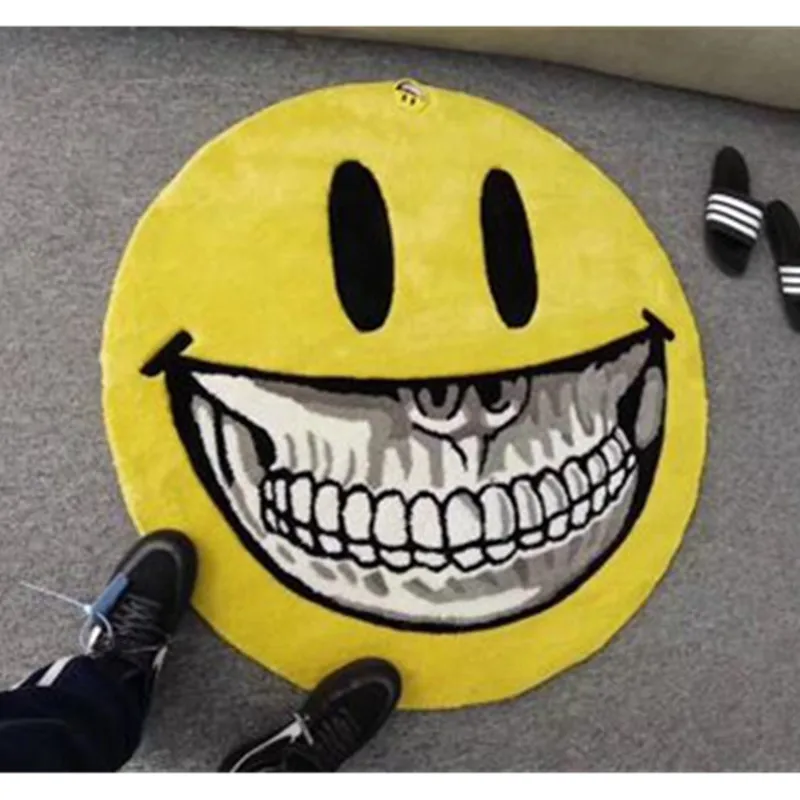 

3D Ron English Buckteeth Smiling Face Ultra Short Plush Carpet Street Art Bedroom Ground Mat Decoration X1386
