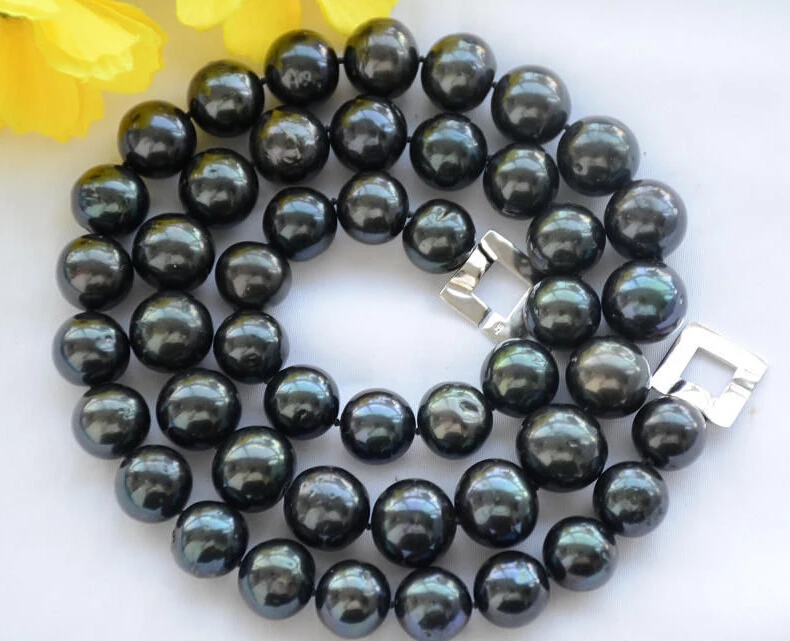 

Free shipping@@@@@13mm ROUND Tahitian black Freshwater cultured PEARL NECKLACE 24inch (Z6326) 6.09