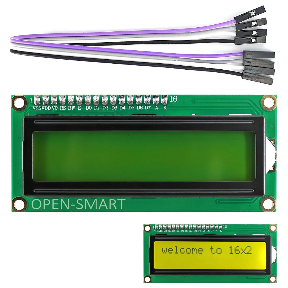 Открытым Smart I2C/IIC ЖК-дисплей 1602 Дисплей модуль с желто-зеленый Подсветка 4-Булавки кабель для Arduino/Raspberry Pi