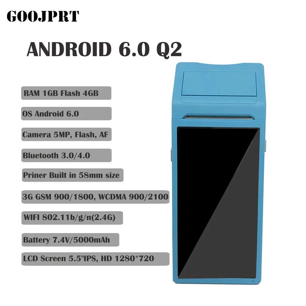 Сканер Принтер Android NFC ручной POS терминал термопринтер wifi Bluetooth 3g КПК печать для розничной торговли пищевой магазин JP-Q2