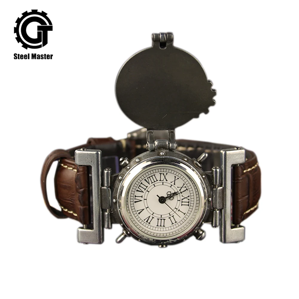 Punk Retro Quartz Watch Stainless Steel Steam Top Gift Men Automatic