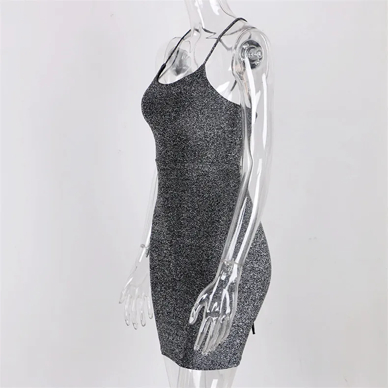 Forefair/мини-вечерние платья, блестящее сексуальное облегающее платье на бретельках с открытой спиной и открытыми плечами, короткое блестящее Клубное летнее платье для женщин