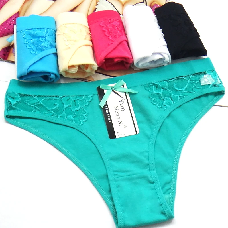 Pack of 5 Low Rise Lady Bikini Panties Laced Cotton Women Briefs t