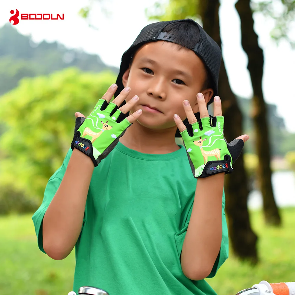 Boodun Children Bicycle Gloves Summer Quick Dry Anti Slip Glove for Boys Kids Road Bike Cycling Racing Safety Sports Wear Gloves