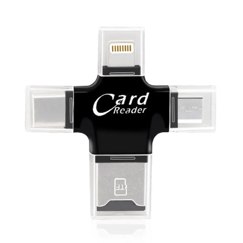 EASYA 4 в 1 OTG карта адаптер считывателя USB памяти с слот карты Micro SD для type-c/Lightning/Micro USB/USB 2,0 интерфейс использования