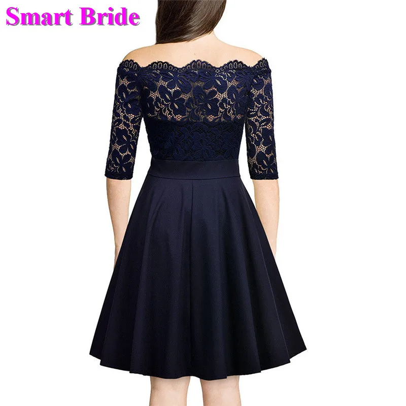 Short Cocktail Dresses Navy Blue Burgundy Satin Lace Formal Party Skirts Cocktail Gowns Vintage Prom Dress Custom Made CD05