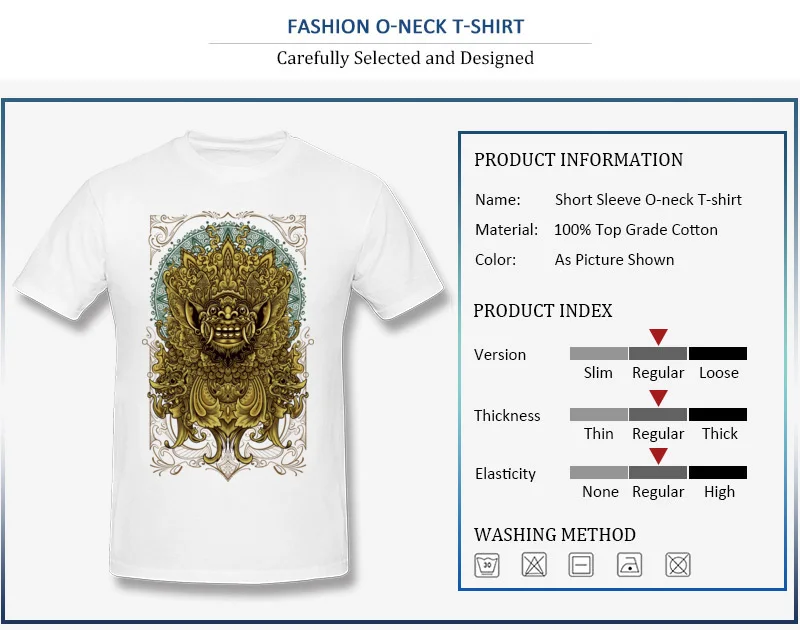 Men T Shirts Retro Custom Tops T Shirt Autumn 100% Cotton O-Neck Short Sleeve Normal Balinese Barong Reanimation Clothing Shirt Balinese Barong Reanimation
