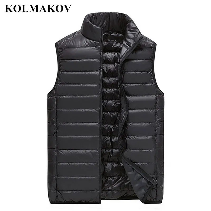 

KOLMAKOV 2018 New Men Sleeveless Jacket Winter Ultralight Black Duck Down Vest Male Vest Mens Windproof Warm Waistcoats Vest Men