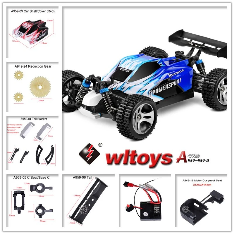 

Original WLtoys 1:18 RC Car Spare Parts A949/A959/A959-B/A969-B Parts Accessories A959-01 to A949-13 Arm/Rod/Tail/C Seat/Shaft