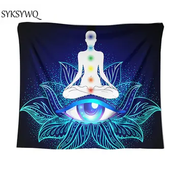 

indian chakra tapestry mandala rug boho style dorm decor yoga mat beach towel Buddha Statue Indian wall tapestry