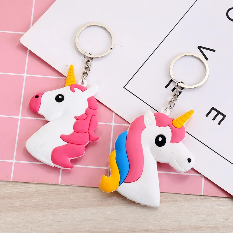 

Trendy Cute Fairytale PVC Unicorn Keychain Multi-style Horse Key Holder Alloy Key Ring Woman Girls Bag Pendants Jewelry New Arr