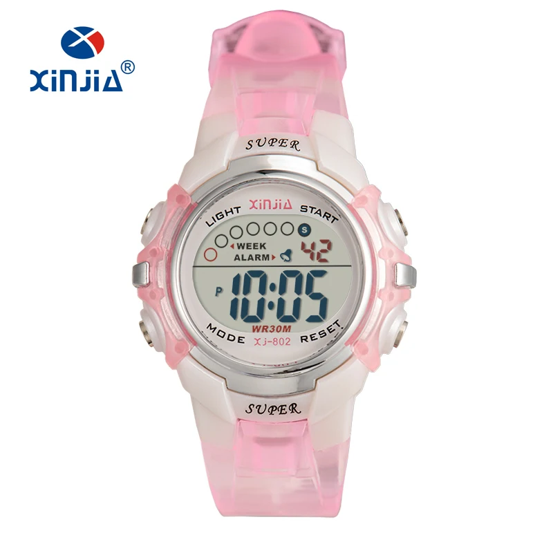 Высокое качество желе цифровые часы красочным модные повседневные спортивные Водонепроницаемый 30 м детские часы для детей синьцзя 802 relogio